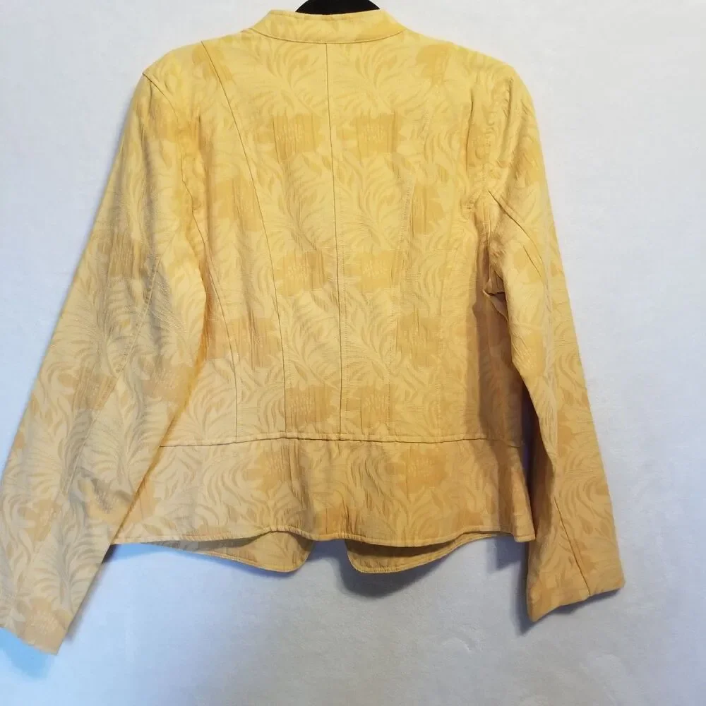 Christopher & Banks L Jacket Goldenrod Yellow Brocade Button Lightweight Preppy
